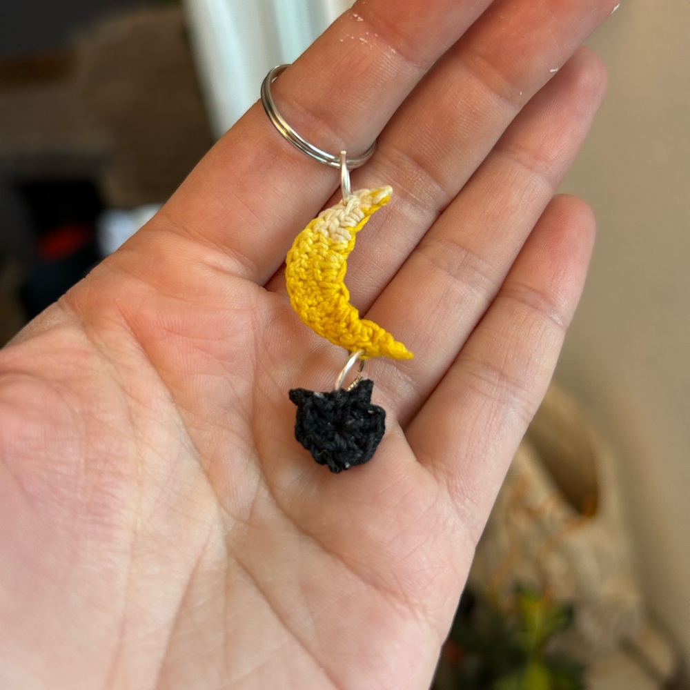 Cat and moon bag‎ charm